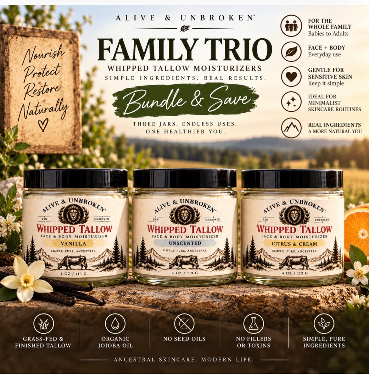 Whipped Tallow Family Trio Bundle