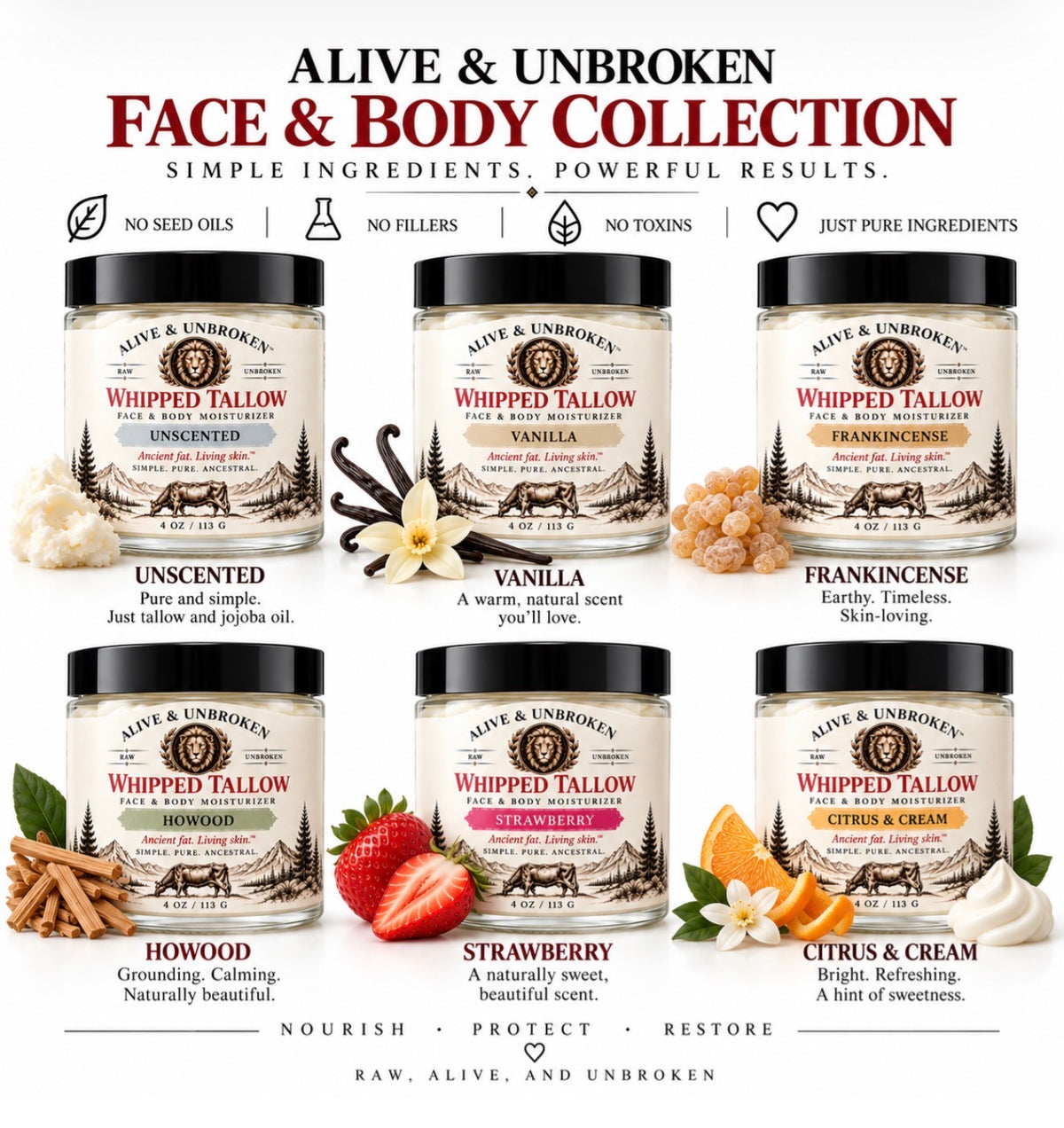 Grass Fed & Finished Whipped Tallow Face & BodyMoisturizer