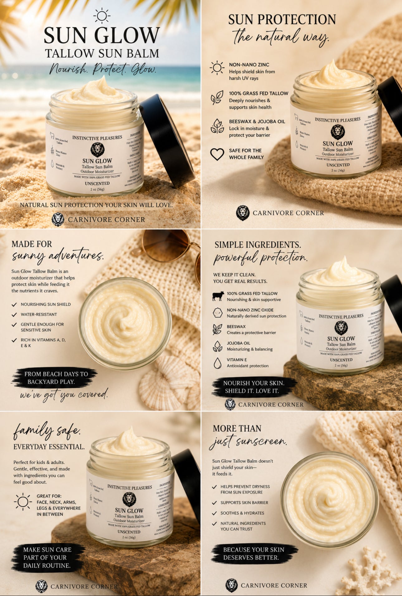 Sun Glow Tallow Balm with Non Nano Zinc Oxide