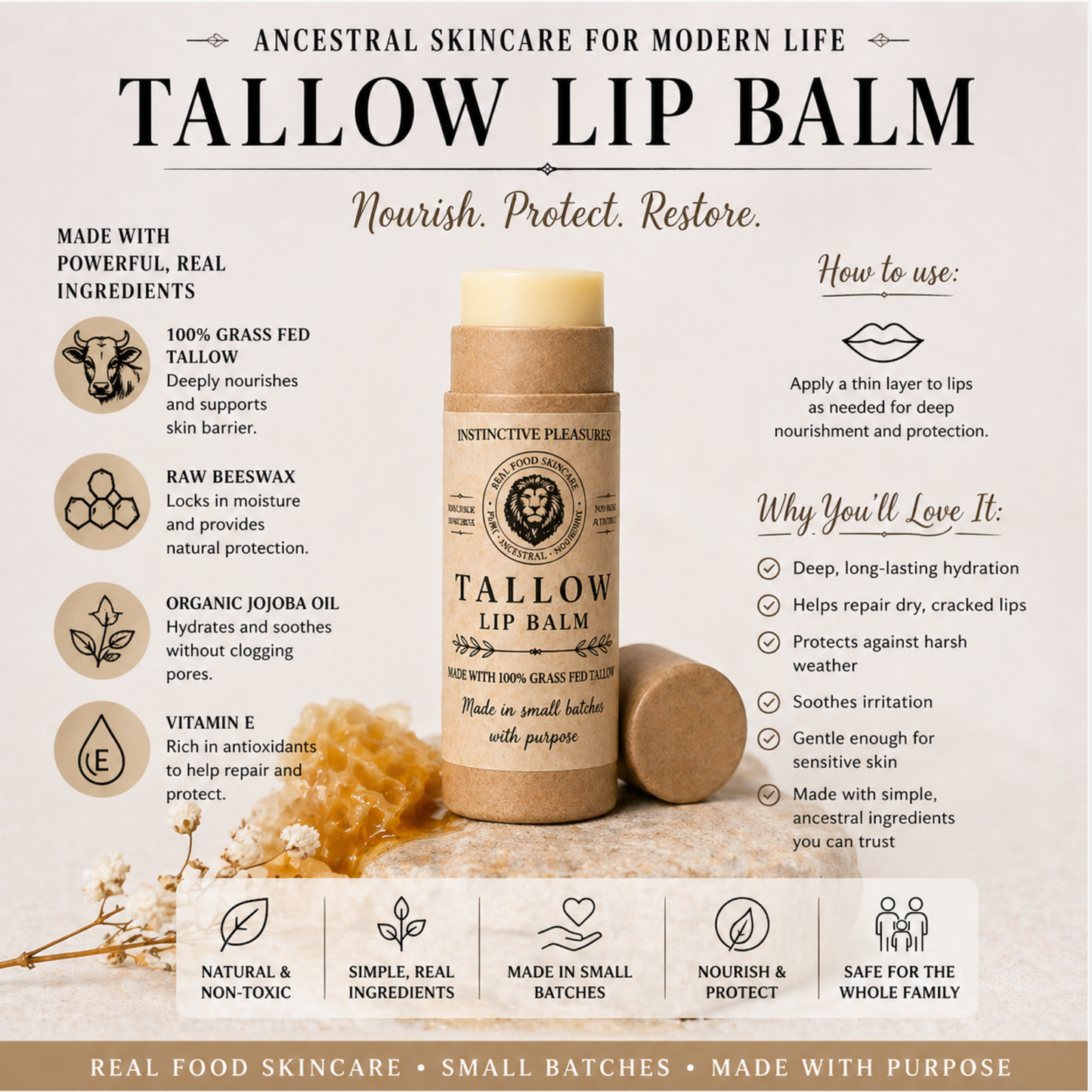 GRASS FED TALLOW LIP BALM
