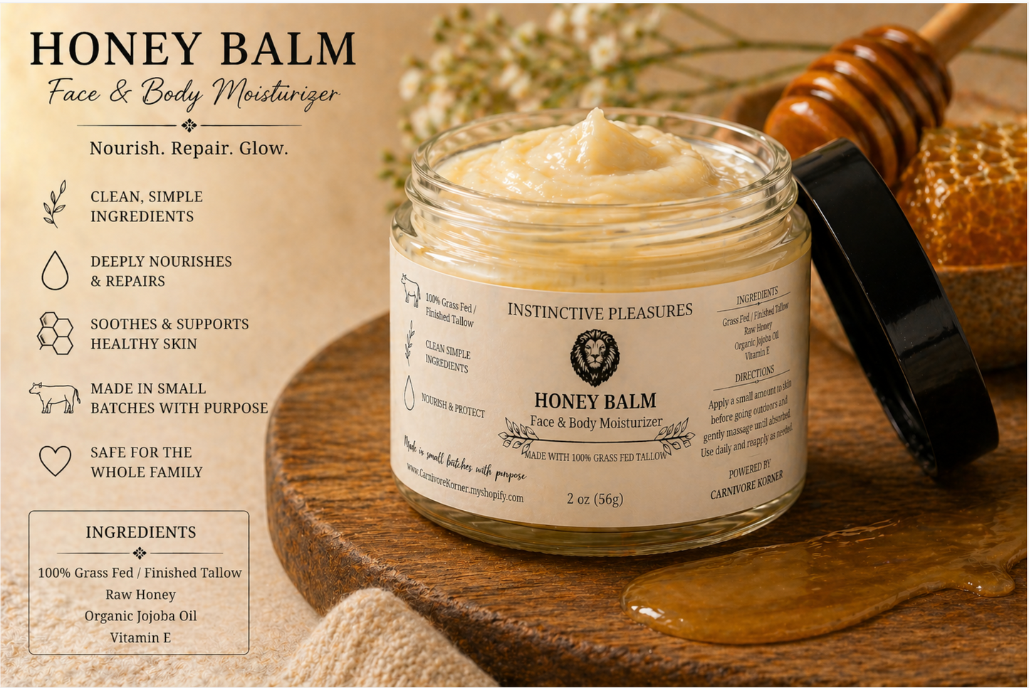 Raw Manuka Honey Tallow Moisturizer